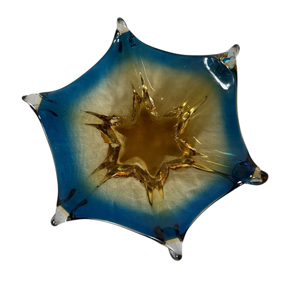 Artistic Blue and Gold Glass Star Sculpture